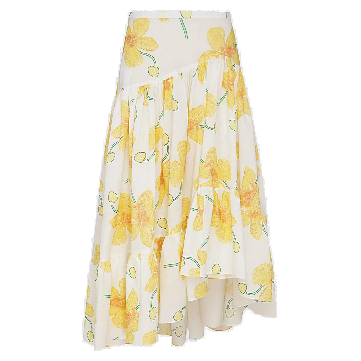Marni Floral Printed Asymmetrical Midi Skirt