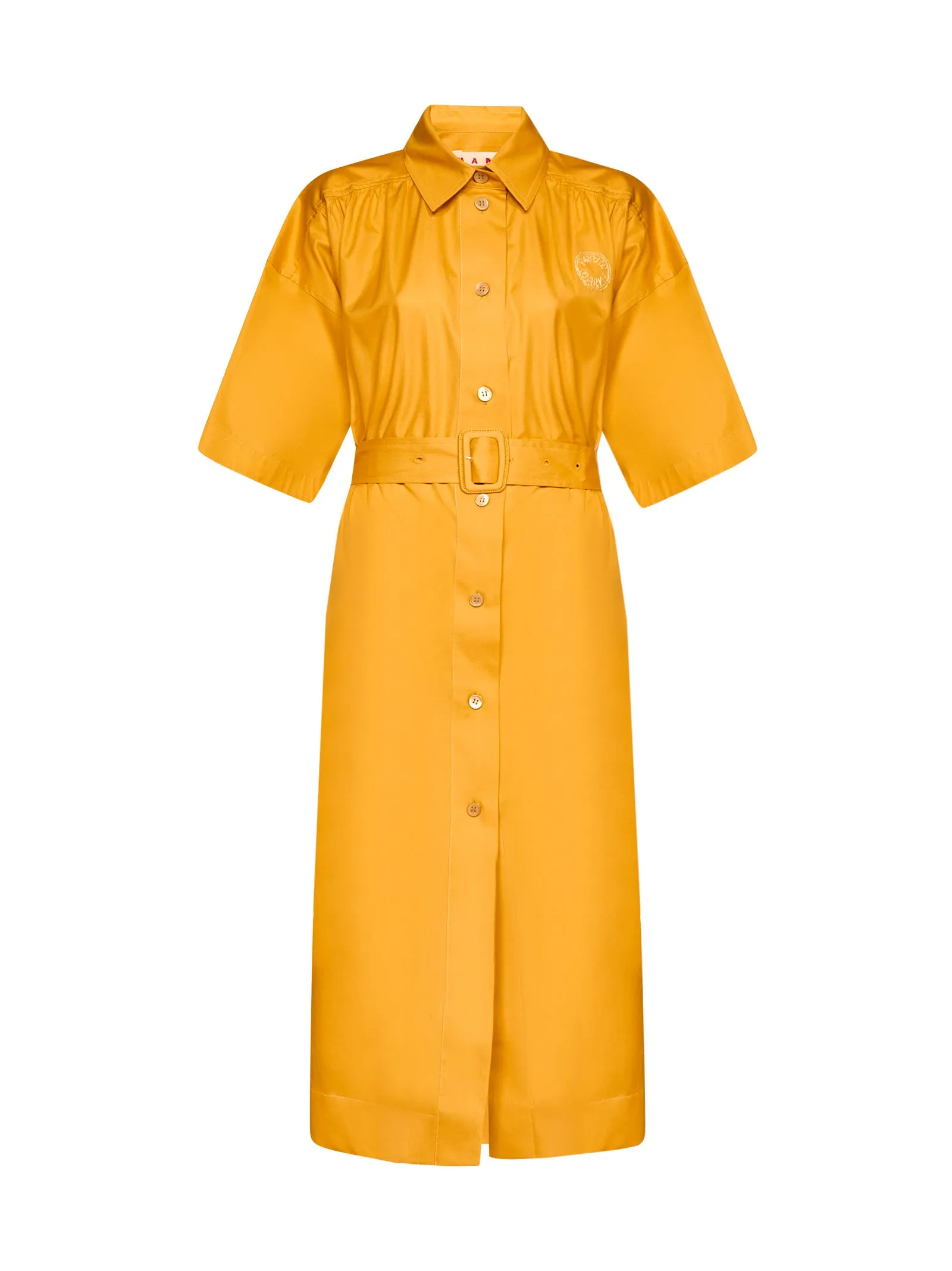 Marni Logo Embroidered Belted Shirt Dress