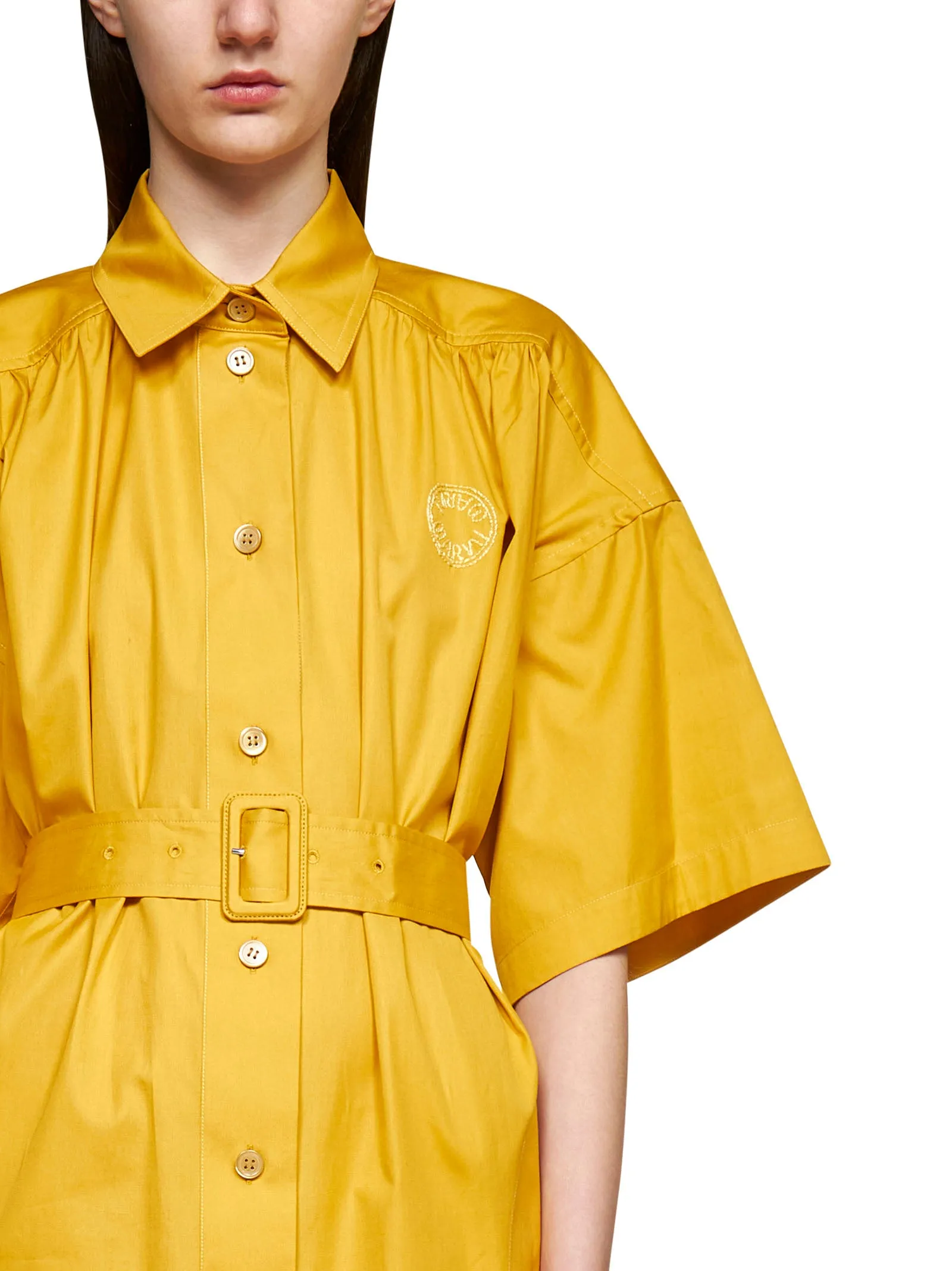 Marni Logo Embroidered Belted Shirt Dress
