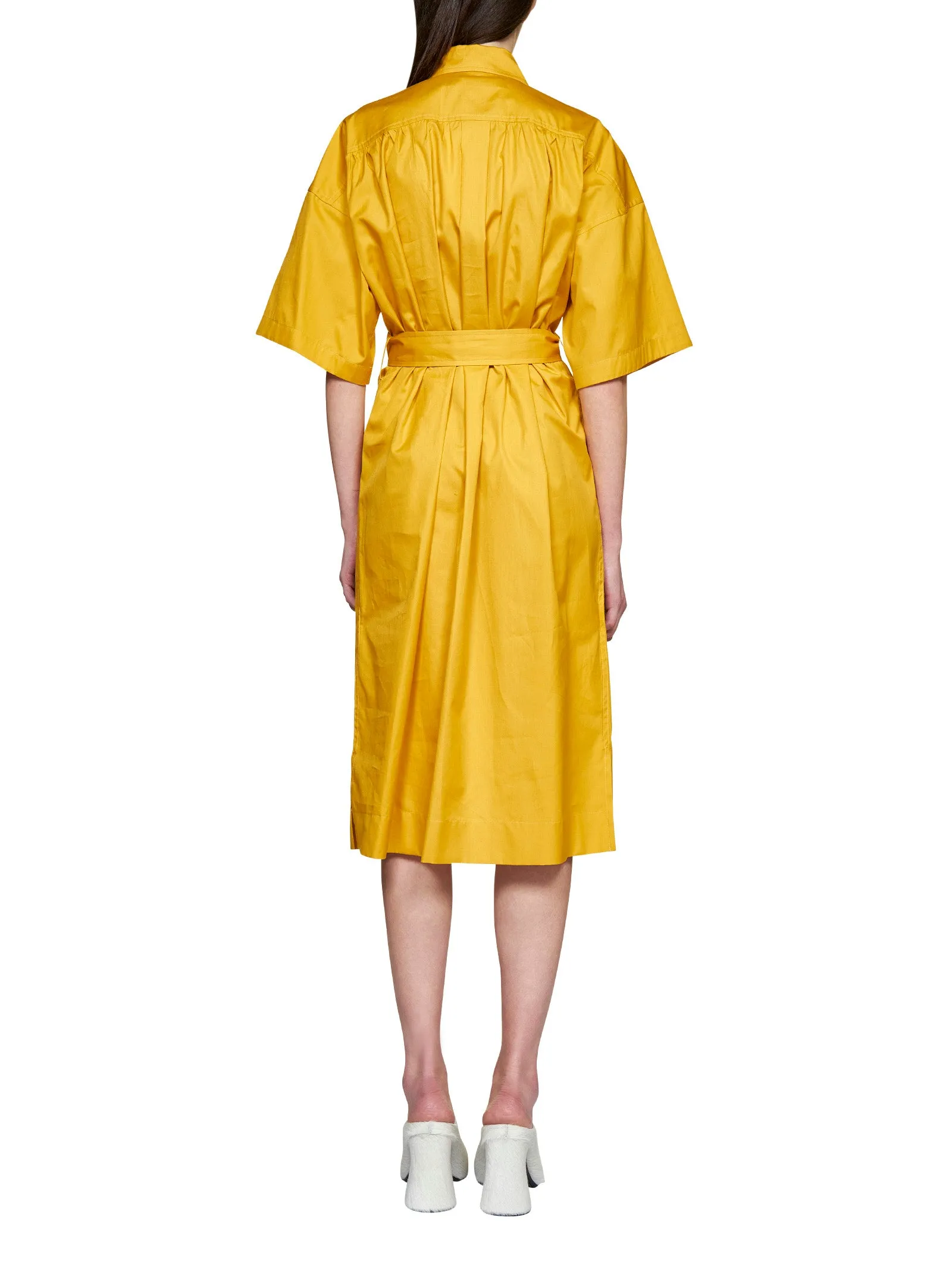 Marni Logo Embroidered Belted Shirt Dress