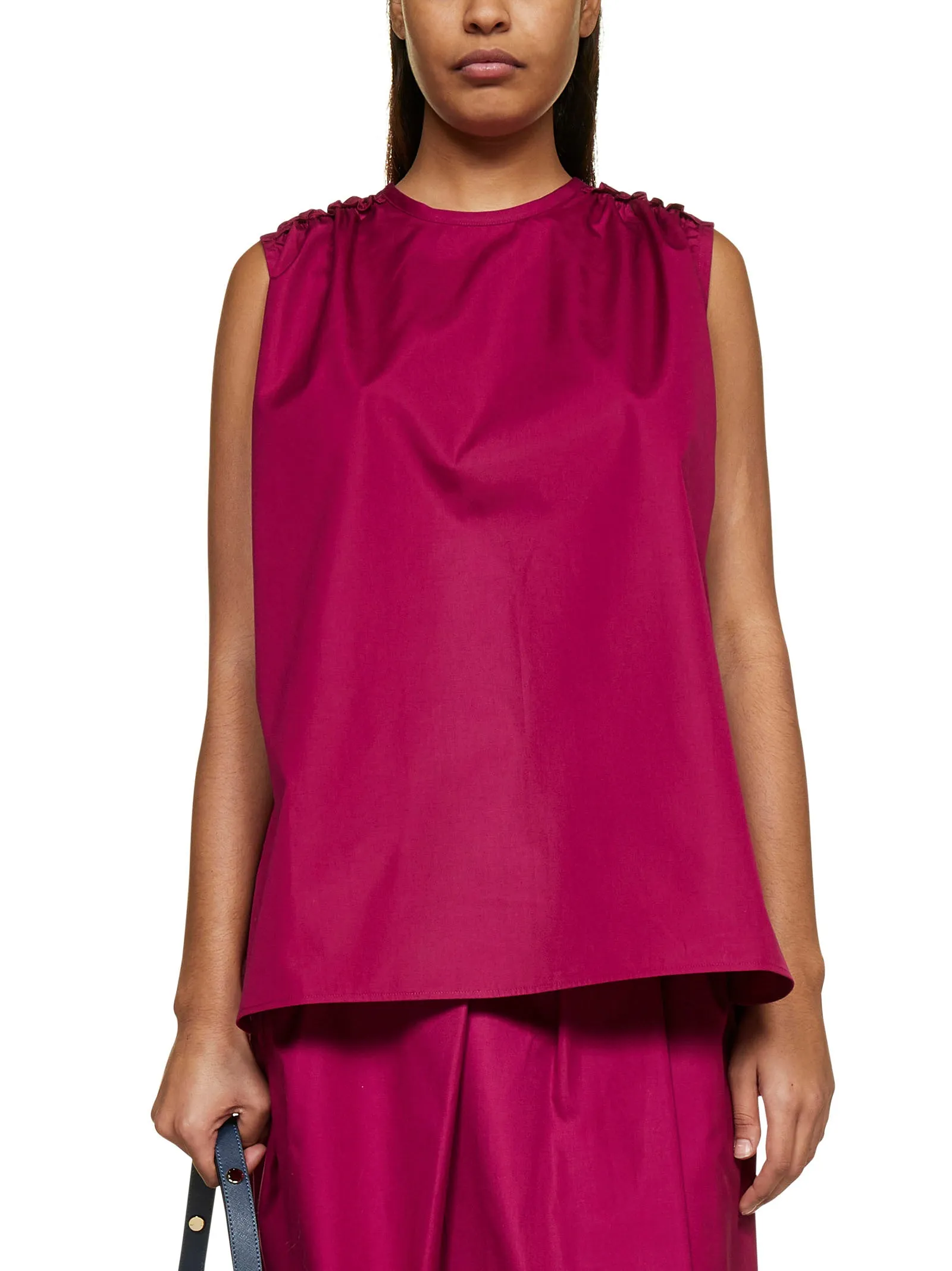 Marni Ruffled Detail Crewneck Sleeveless Top