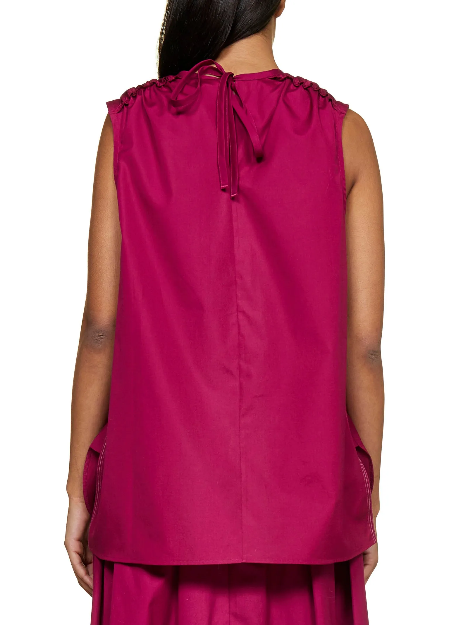 Marni Ruffled Detail Crewneck Sleeveless Top
