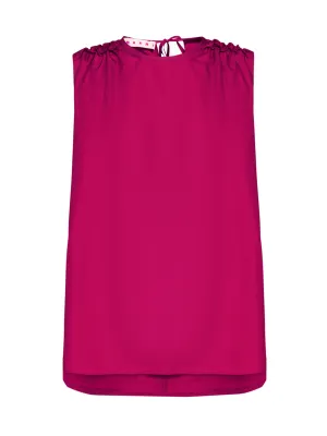 Marni Ruffled Detail Crewneck Sleeveless Top