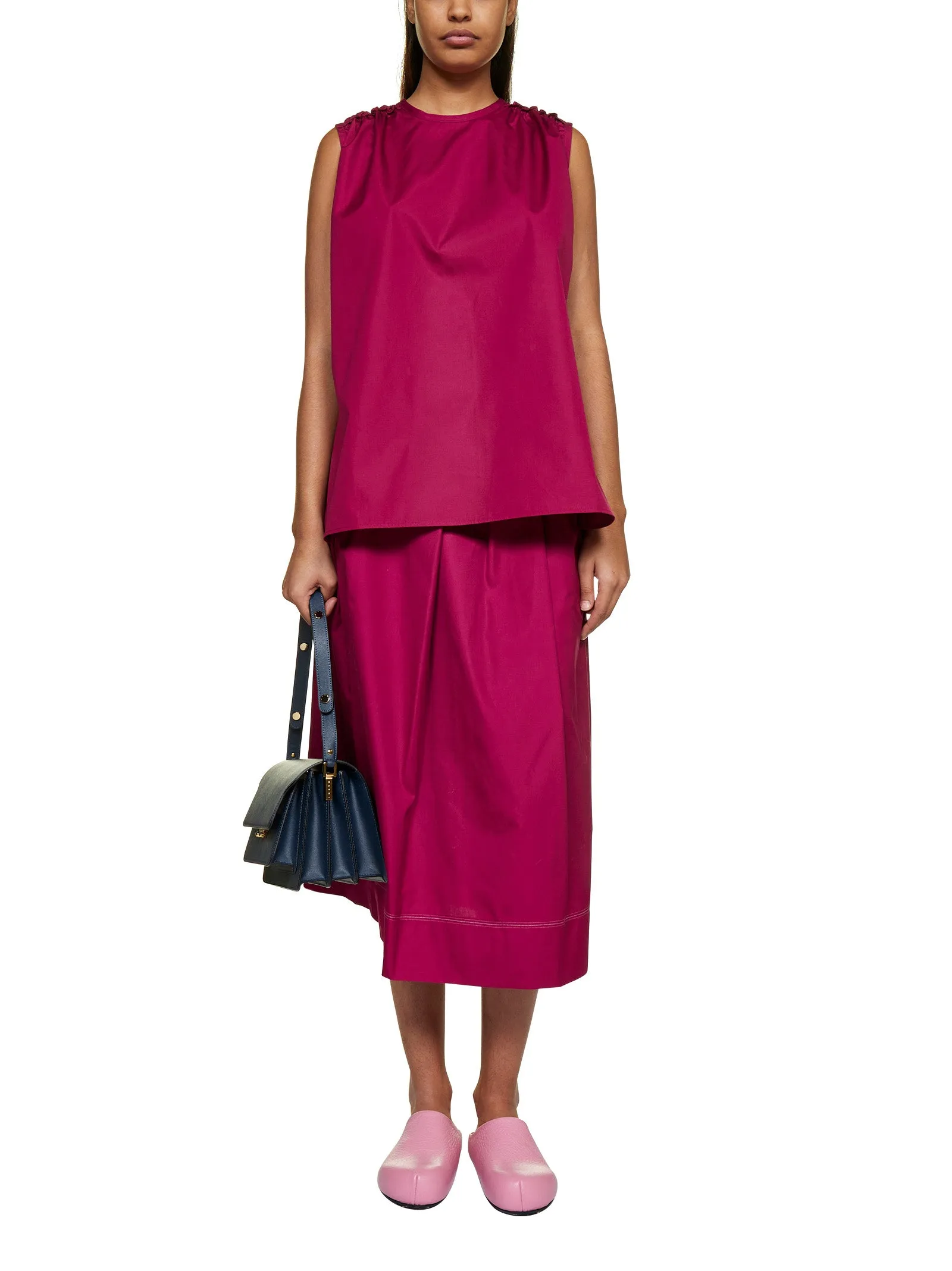 Marni Ruffled Detail Crewneck Sleeveless Top