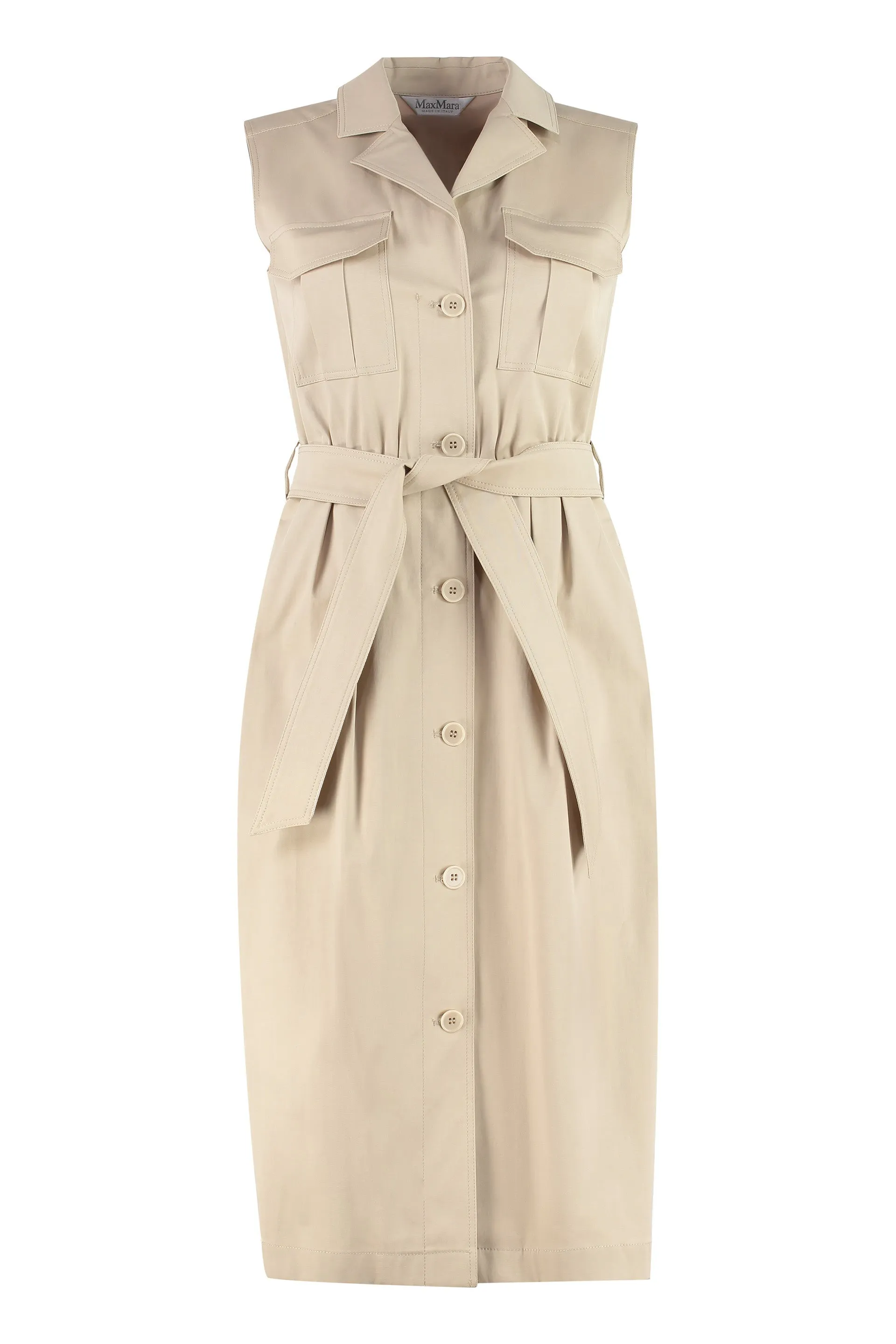 Max Mara Elica Belted Sleeveless Dress