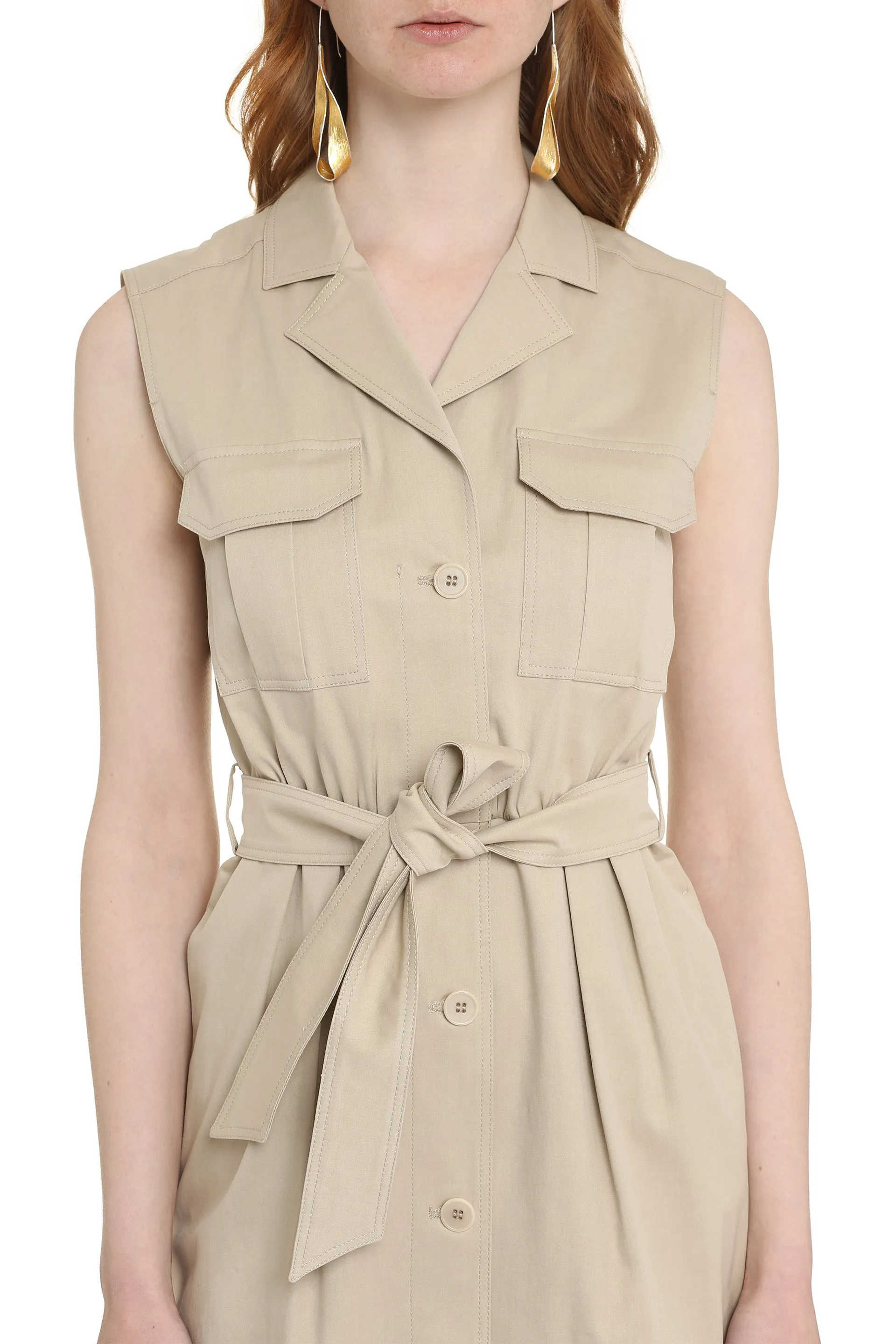 Max Mara Elica Belted Sleeveless Dress