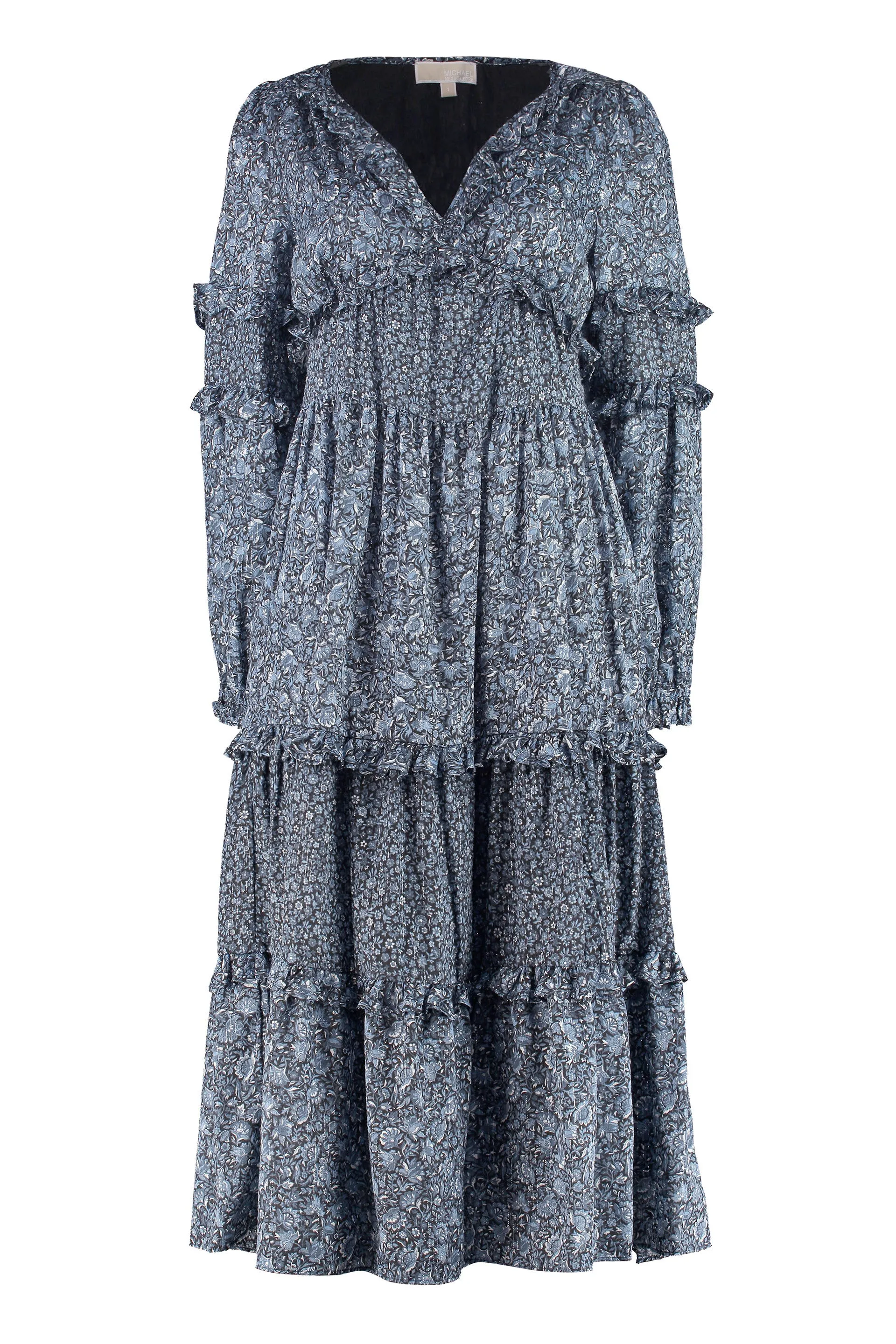 Michael Michael Kors Floral Printed V-Neck Midi Dress