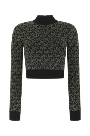 Michael Michael Kors Metallic Logo Jacquard Cropped Top