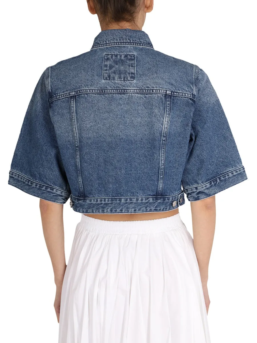 Michael Michael Kors Short-Sleeved Cropped Denim Jacket