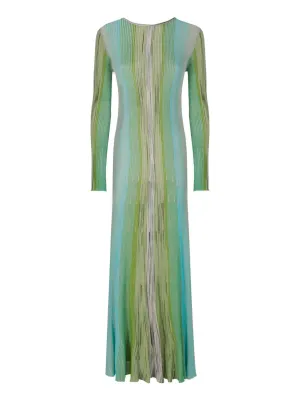 Missoni Vertical-Striped Pleated Knitted Dress