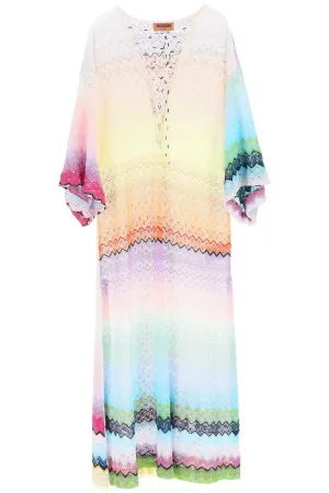 Missoni Zigzag Woven V-Neck Drawstring Dress