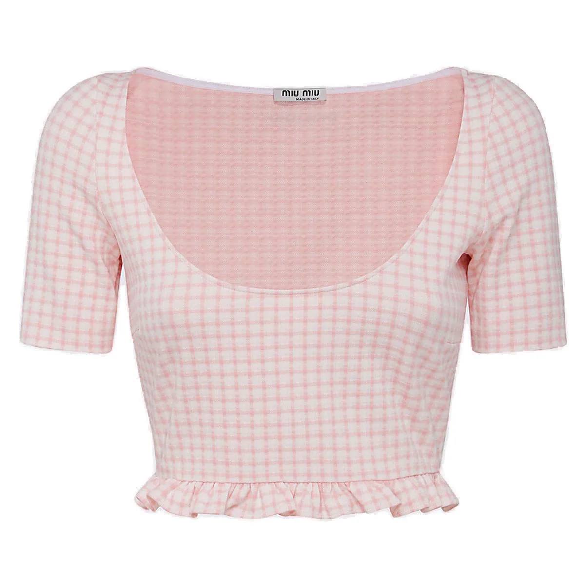 Miu Miu Checked Cropped Top