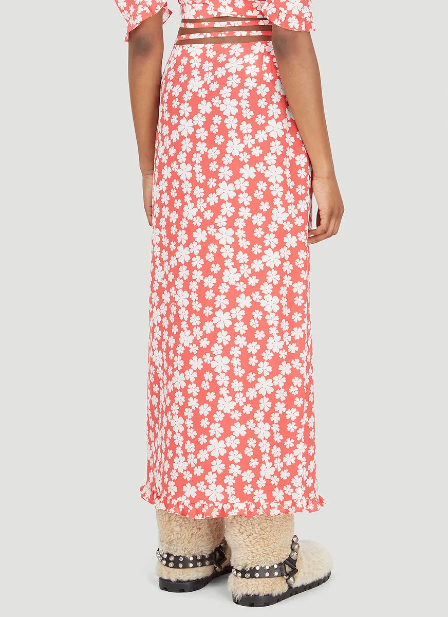 Miu Miu Marocain Floral-Printed Flared Skirt