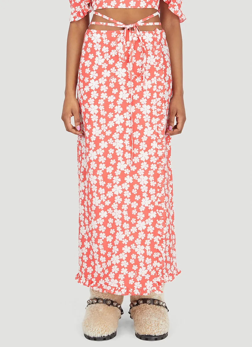 Miu Miu Marocain Floral-Printed Flared Skirt