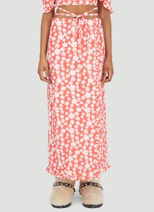 Miu Miu Marocain Floral-Printed Flared Skirt