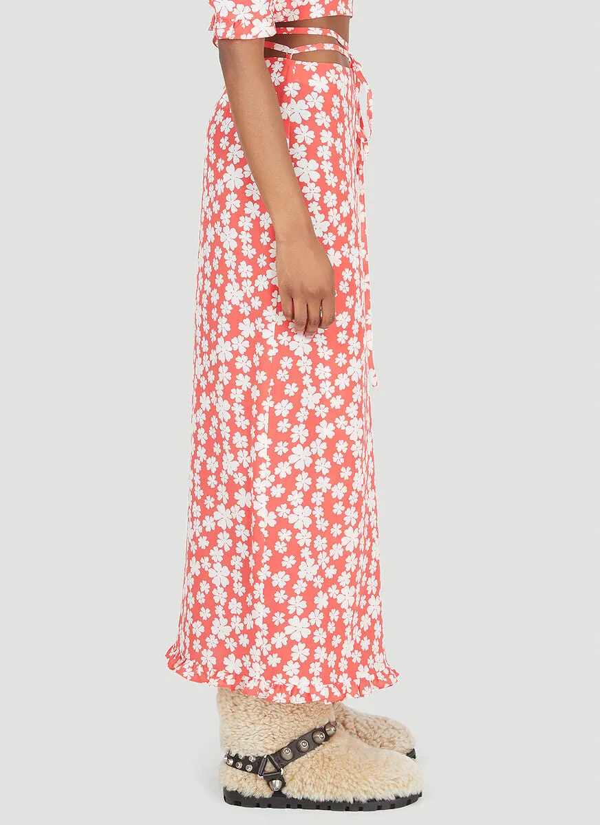 Miu Miu Marocain Floral-Printed Flared Skirt