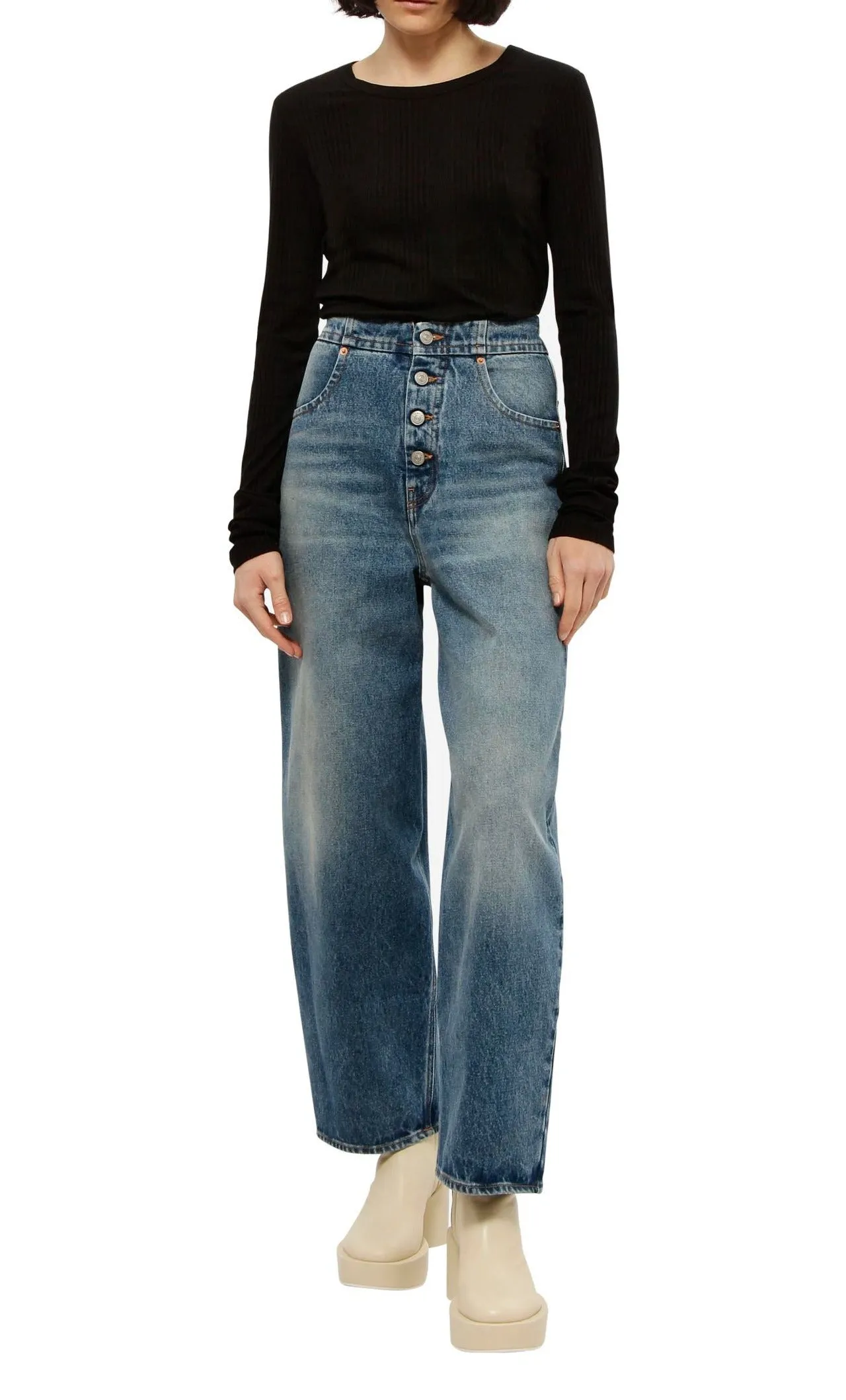 MM6 Maison Margiela Round-Neck Ribbed T-Shirt