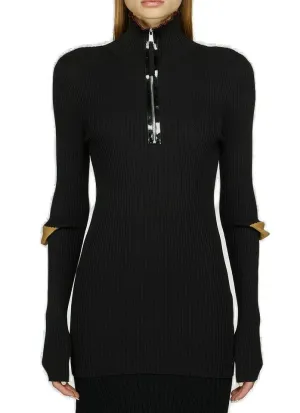 Moncler 1952 Front Zipped Knitted Top