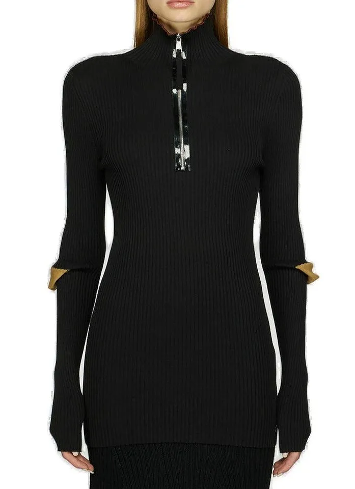 Moncler 1952 Front Zipped Knitted Top