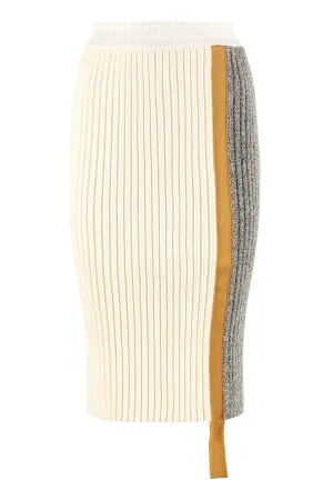 Moncler Panelled Ribbed Midi Pencil Skirt