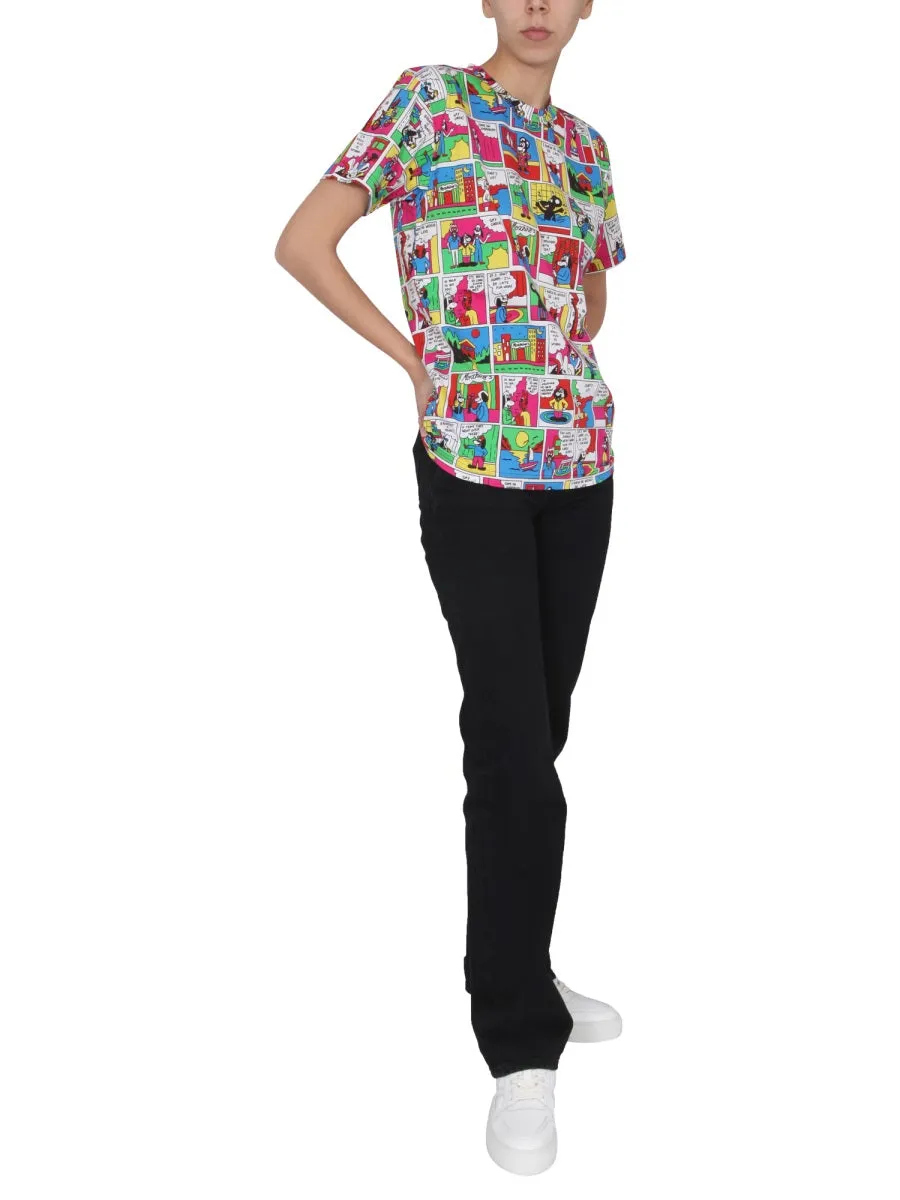 Moschino Comic Printed Crewneck T-Shirt
