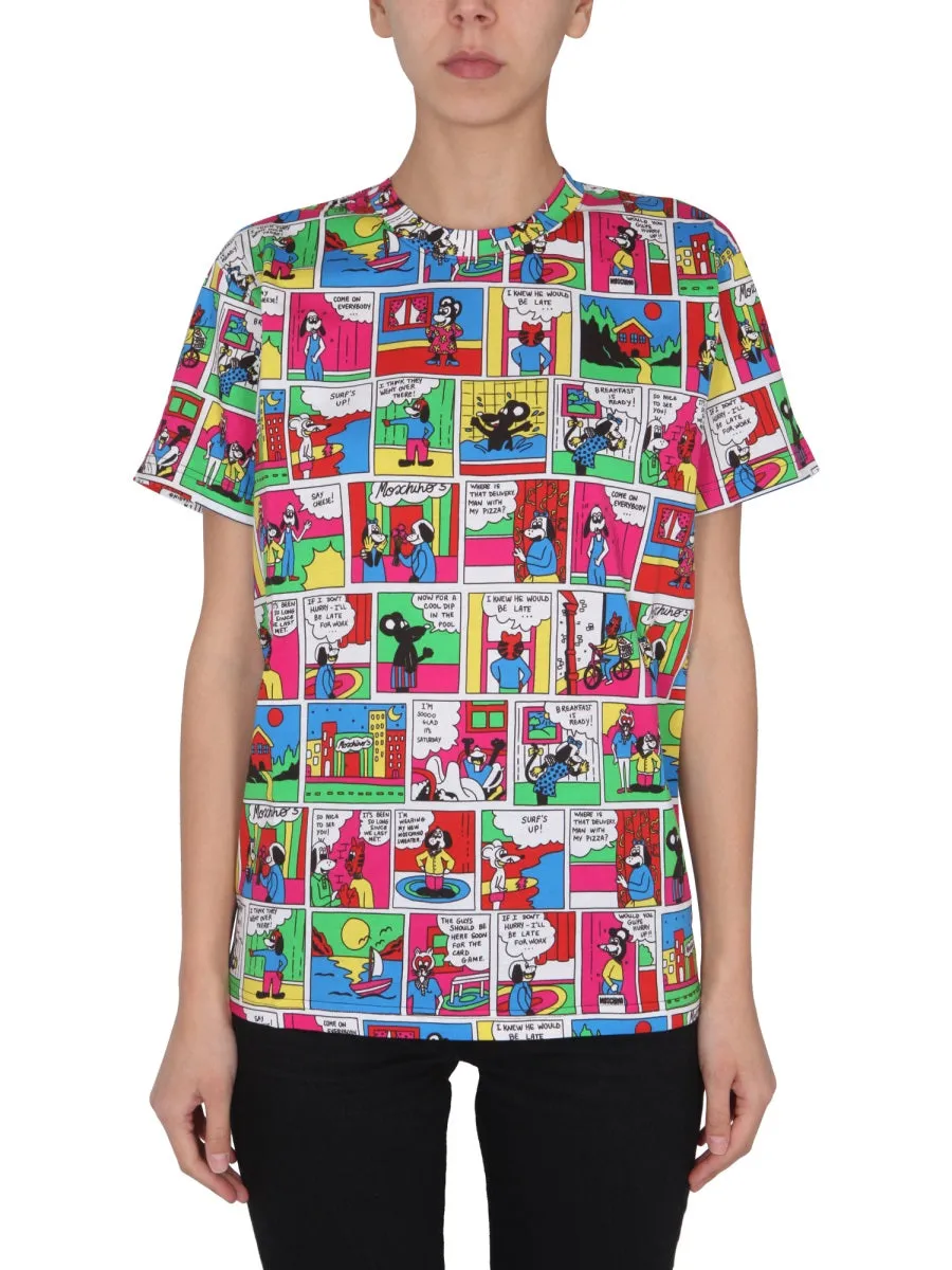 Moschino Comic Printed Crewneck T-Shirt