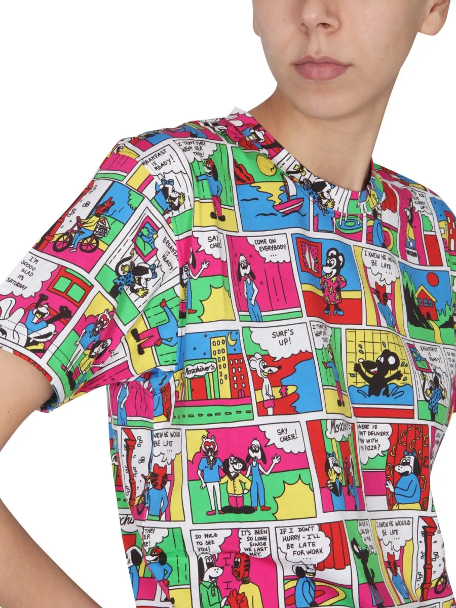 Moschino Comic Printed Crewneck T-Shirt