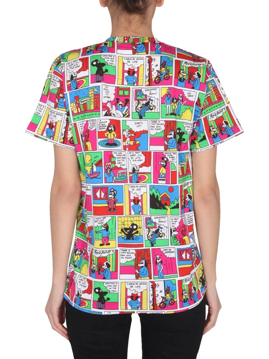 Moschino Comic Printed Crewneck T-Shirt
