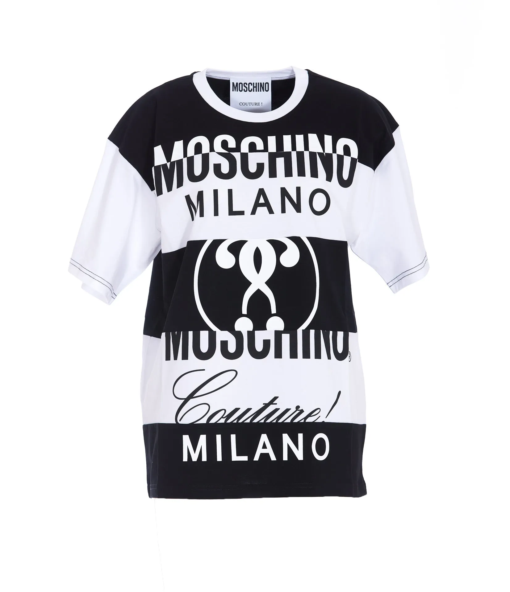 Moschino Logo Print Striped Crewneck T-Shirt