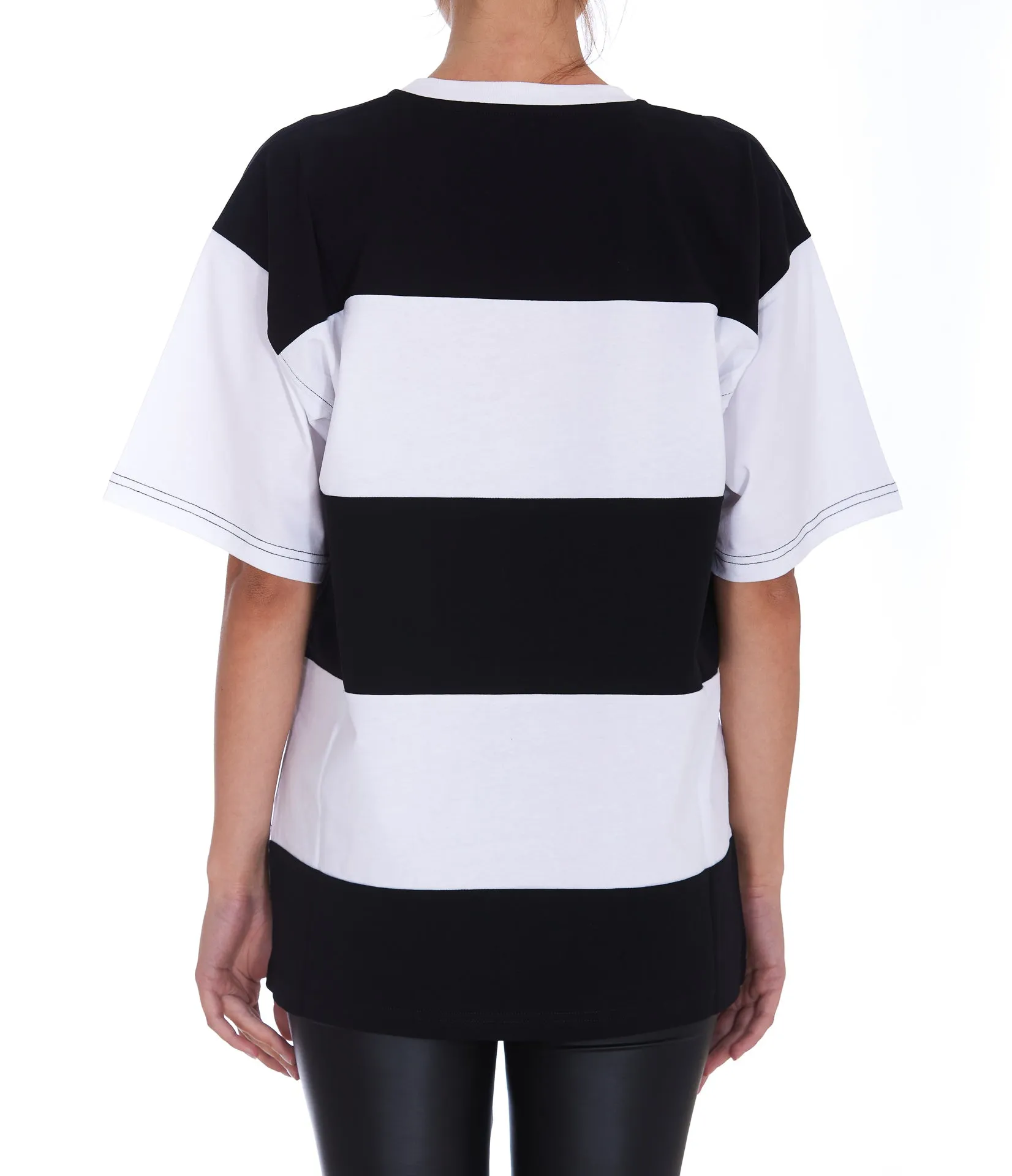 Moschino Logo Print Striped Crewneck T-Shirt