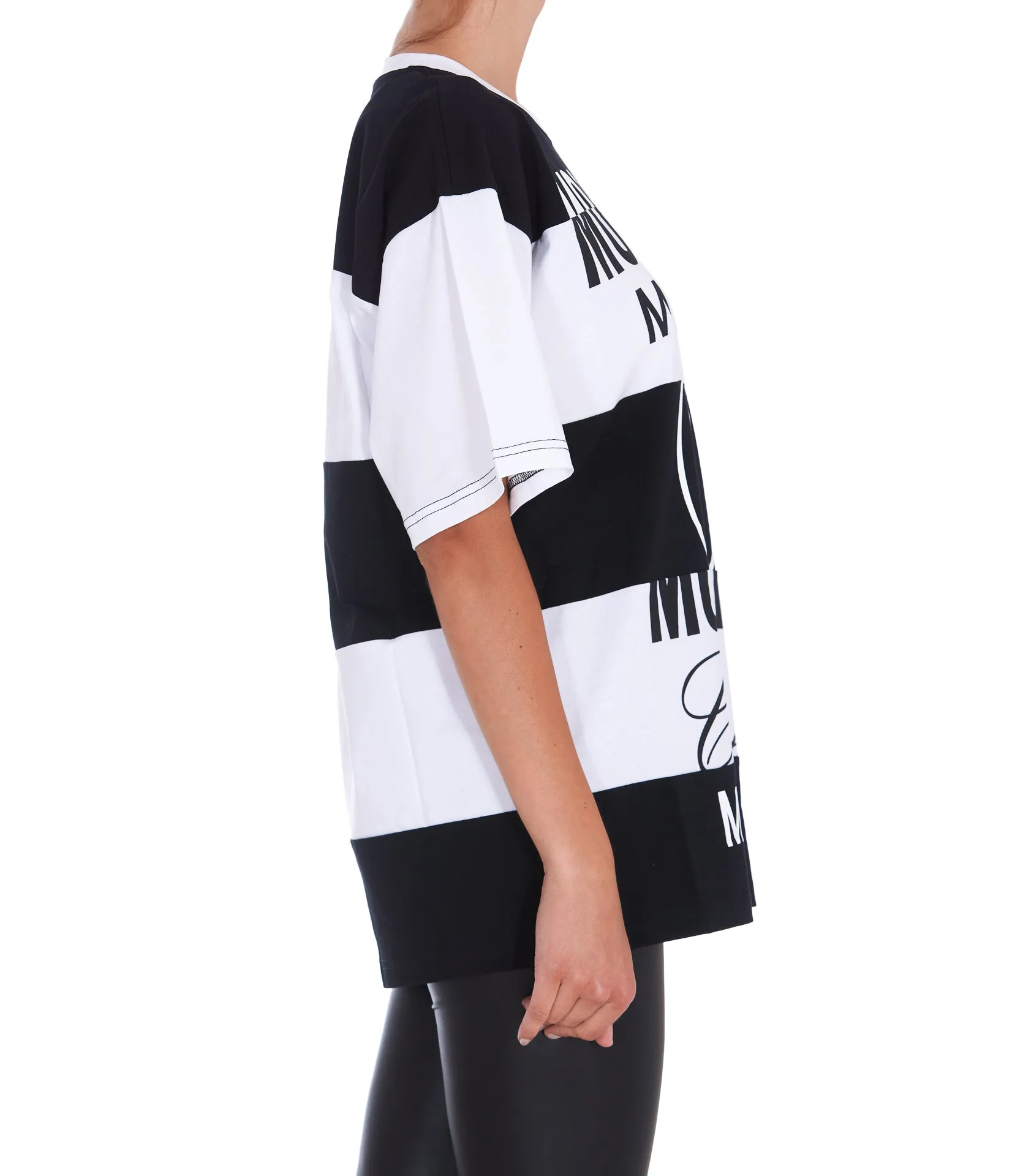 Moschino Logo Print Striped Crewneck T-Shirt