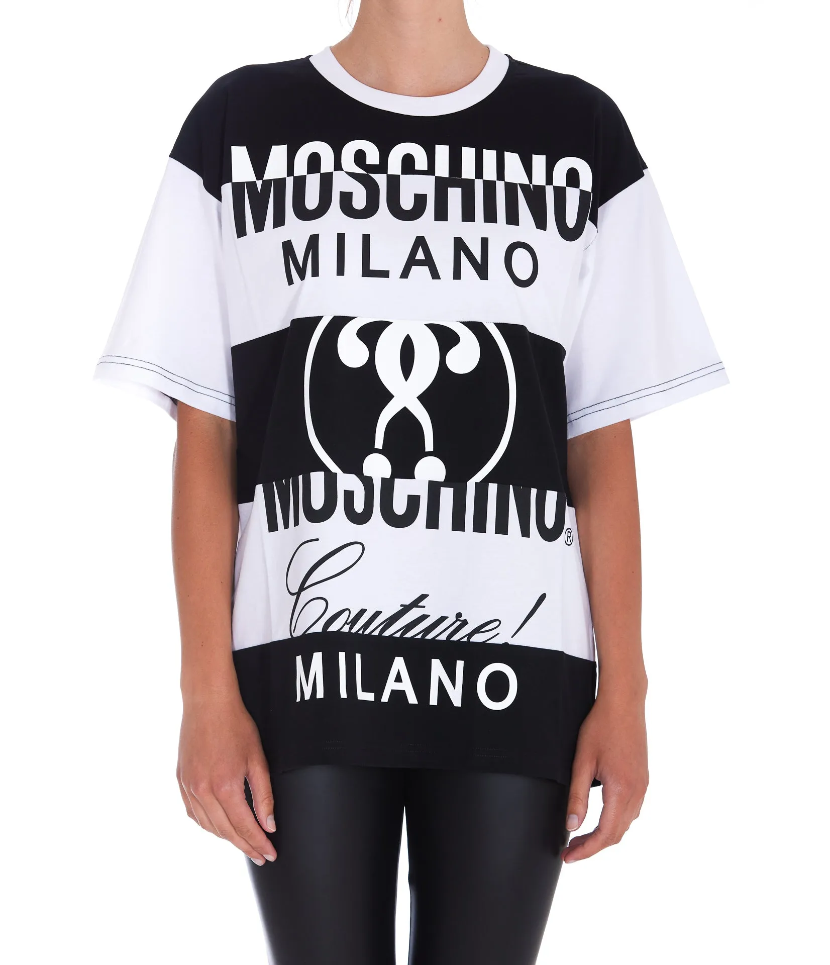 Moschino Logo Print Striped Crewneck T-Shirt