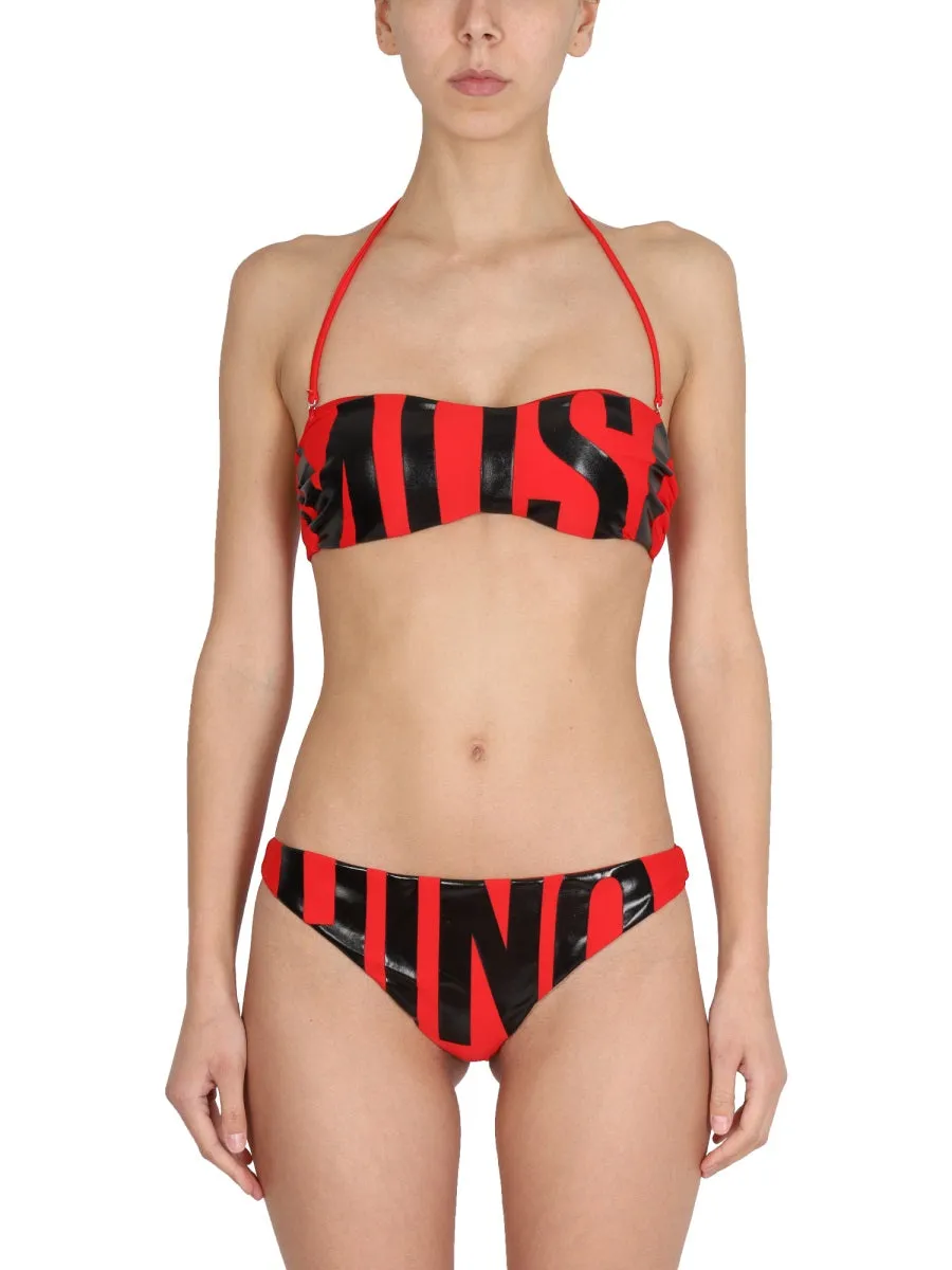 Moschino Logo Printed Bikini Top