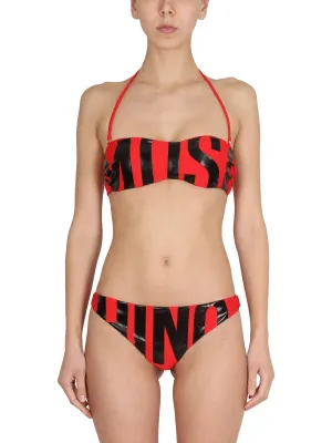 Moschino Logo Printed Bikini Top