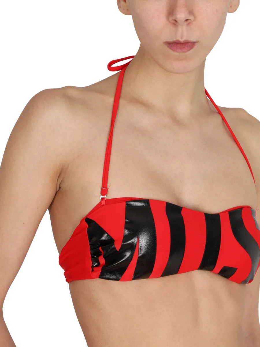 Moschino Logo Printed Bikini Top