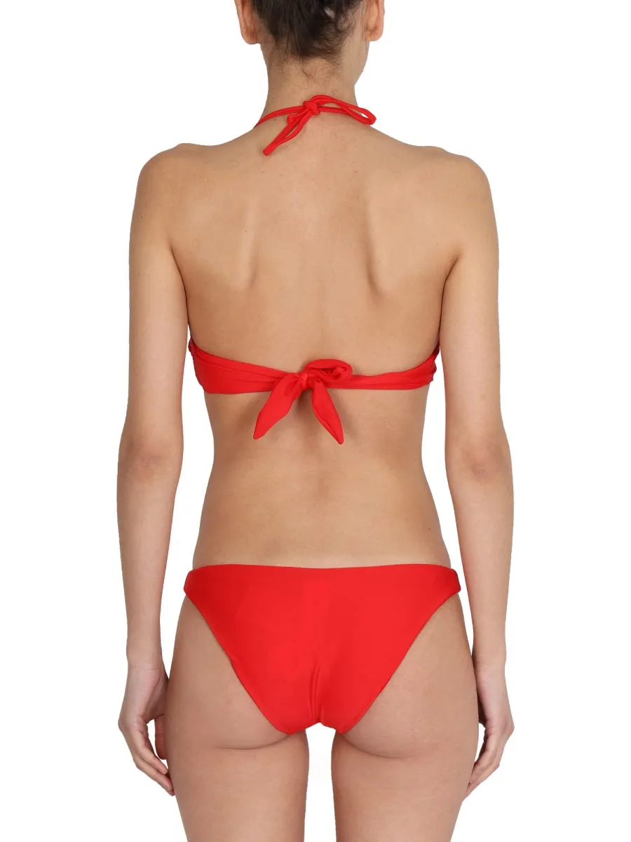 Moschino Logo Printed Bikini Top
