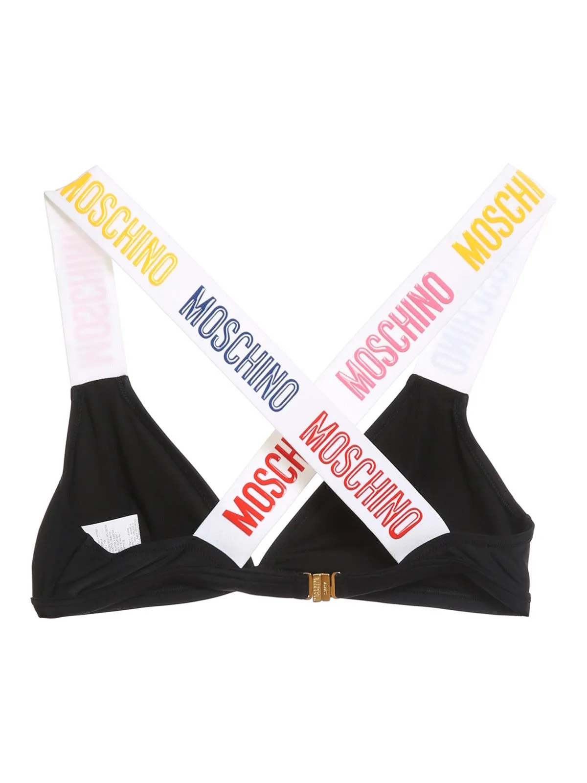 Moschino Logo-Tape Crossover Shoulder Strap Bikini Top