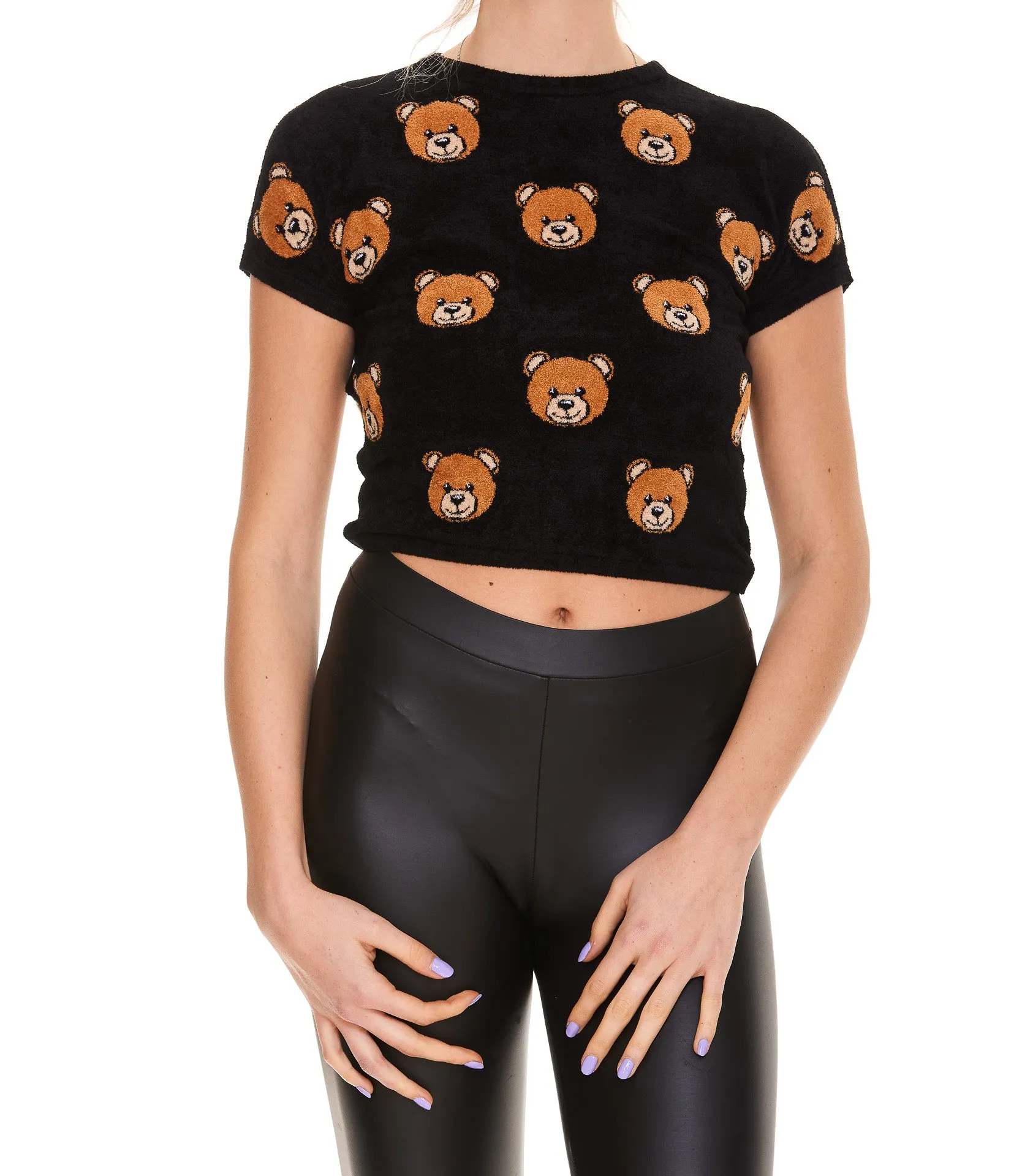Moschino Teddy Motif Cropped T-Shirt