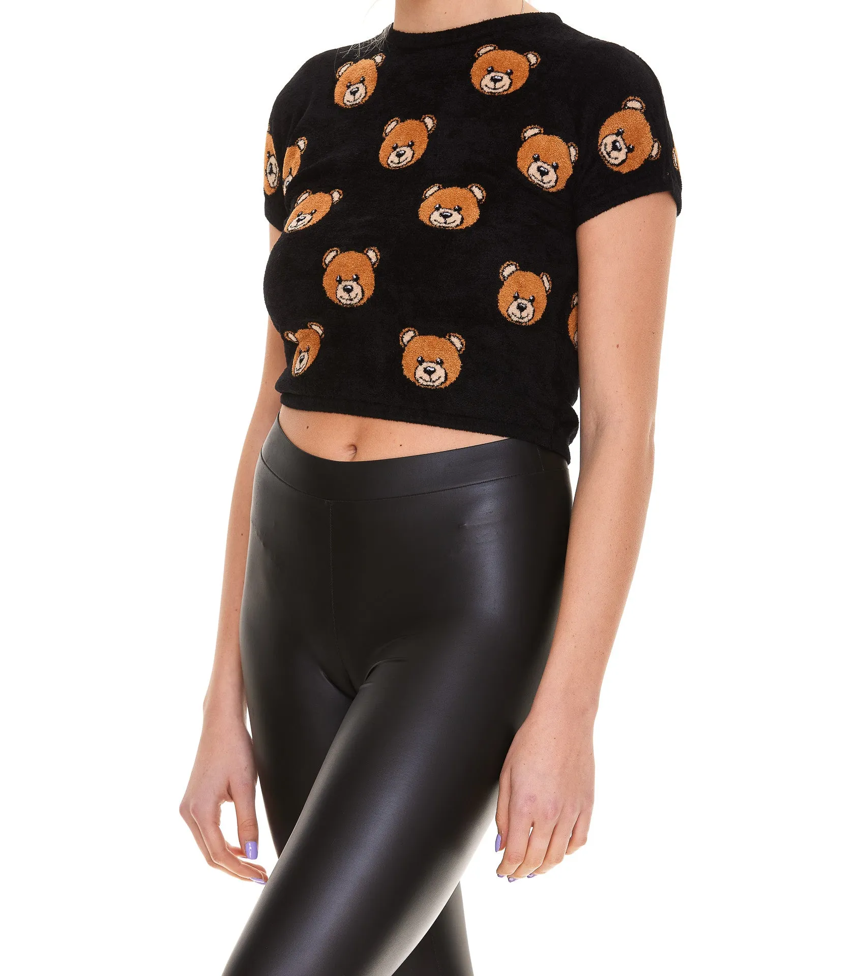 Moschino Teddy Motif Cropped T-Shirt