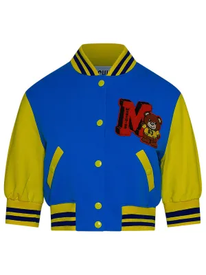 Moschino Teddy Patch Cropped Color-Block Bomber Jacket