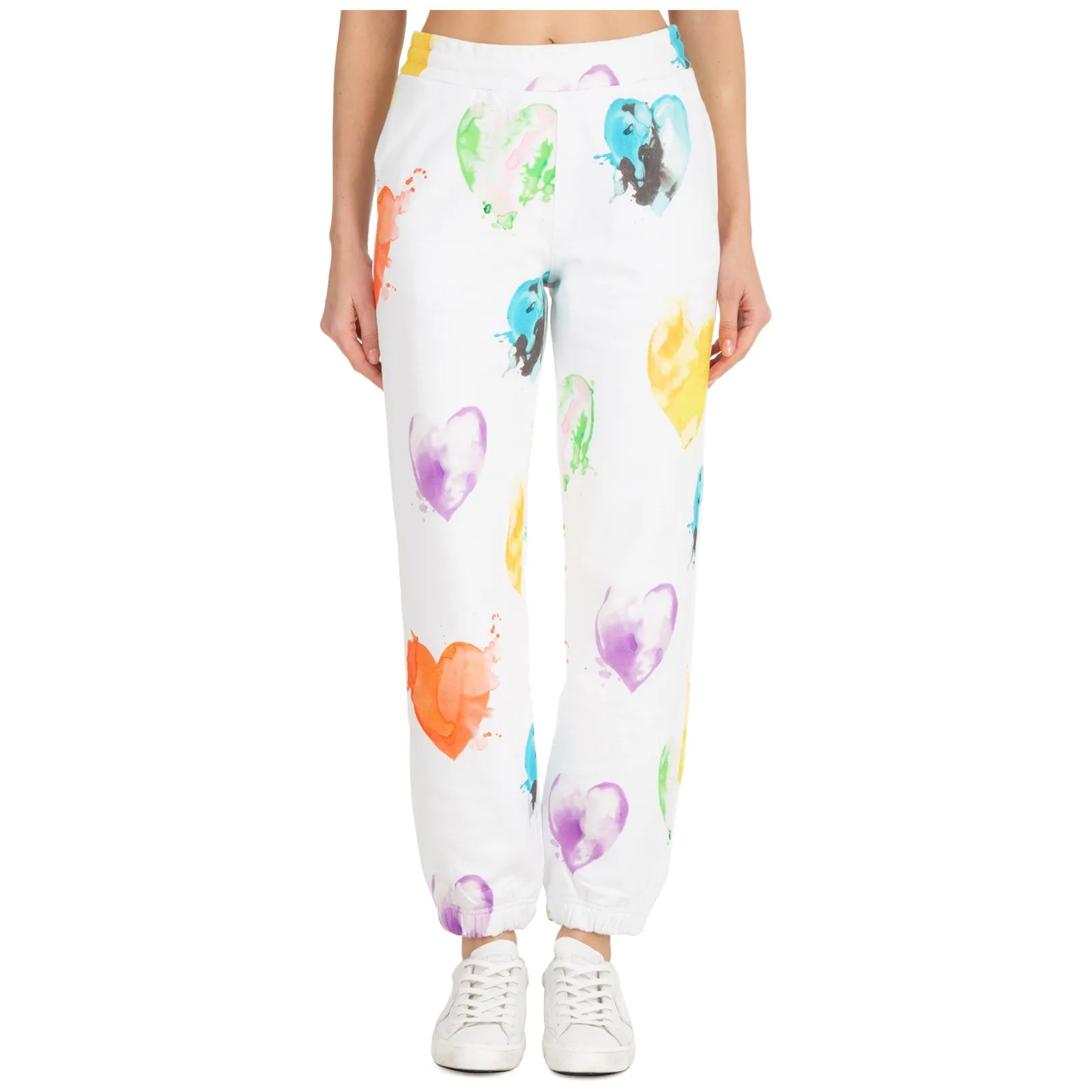 MSGM All-Over Heart Printed Elastic Waist Pants