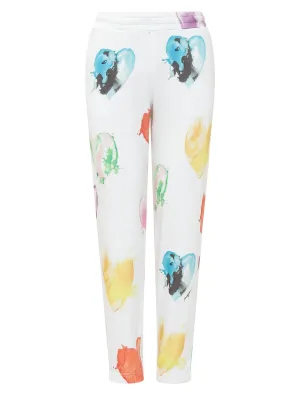 MSGM All-Over Heart Printed Elastic Waist Pants
