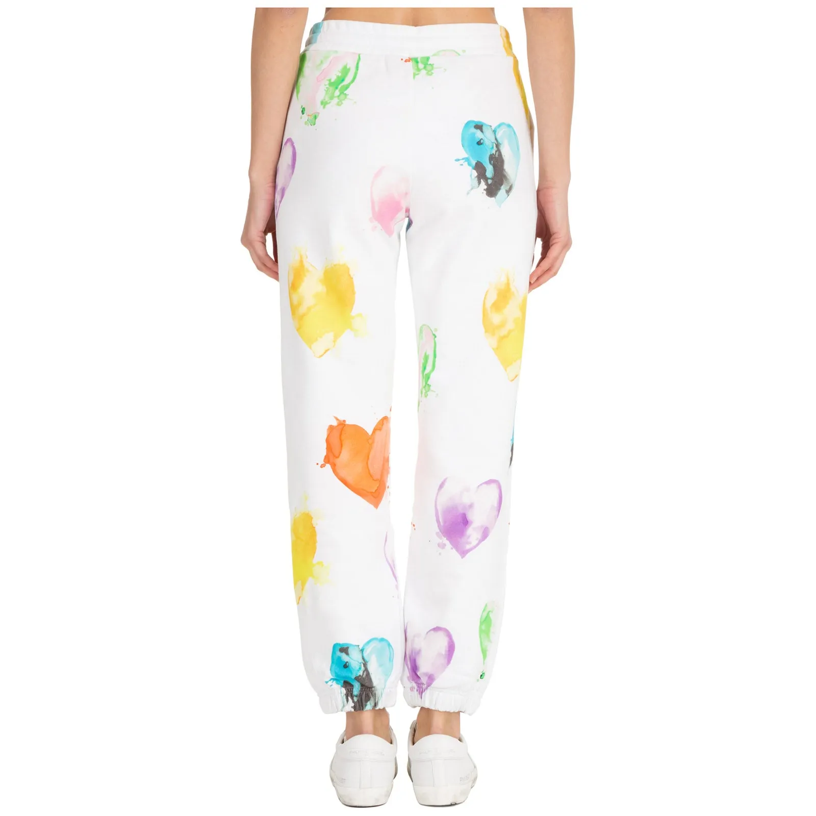 MSGM All-Over Heart Printed Elastic Waist Pants