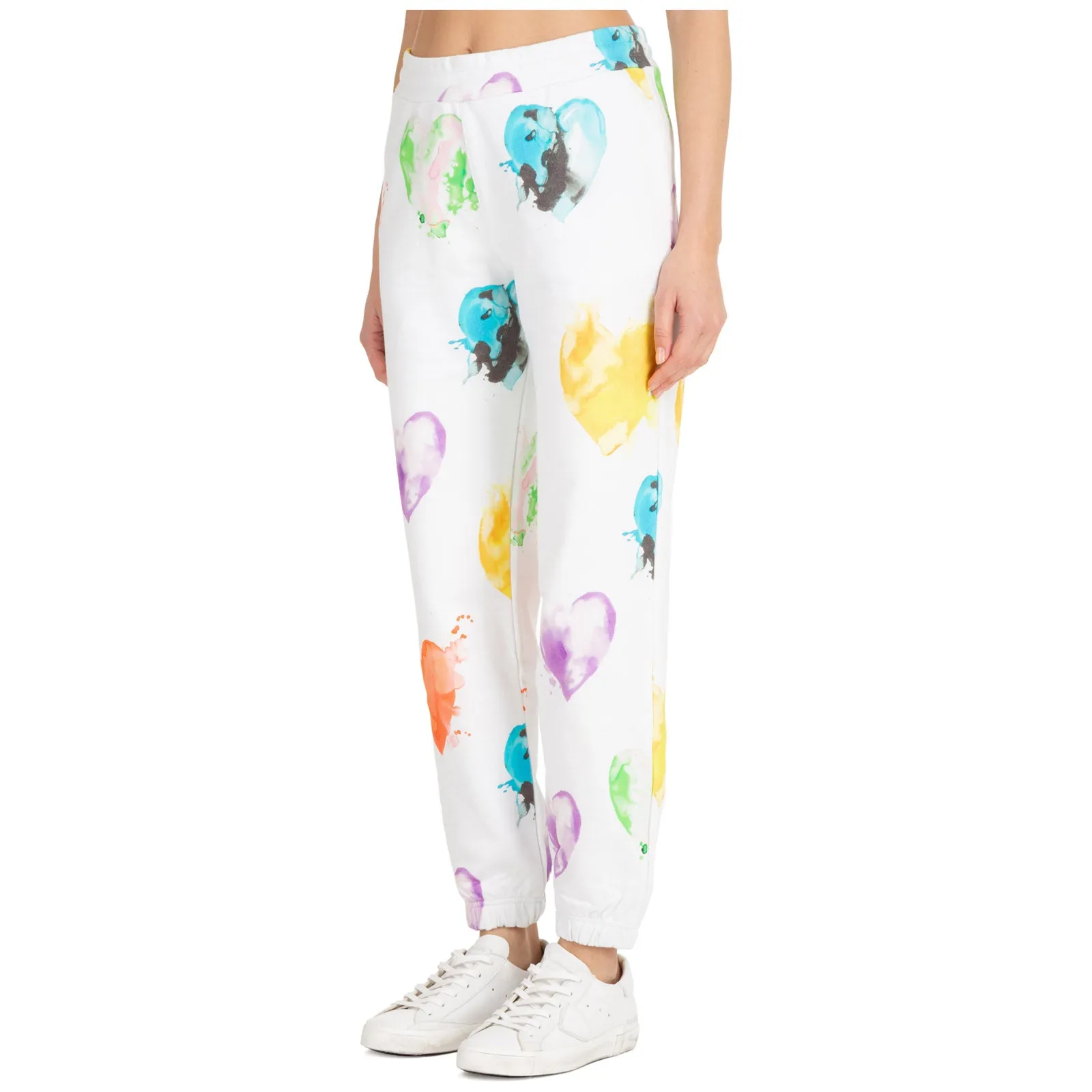 MSGM All-Over Heart Printed Elastic Waist Pants