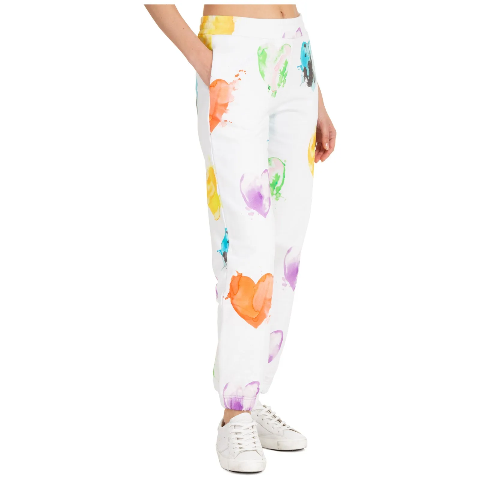 MSGM All-Over Heart Printed Elastic Waist Pants
