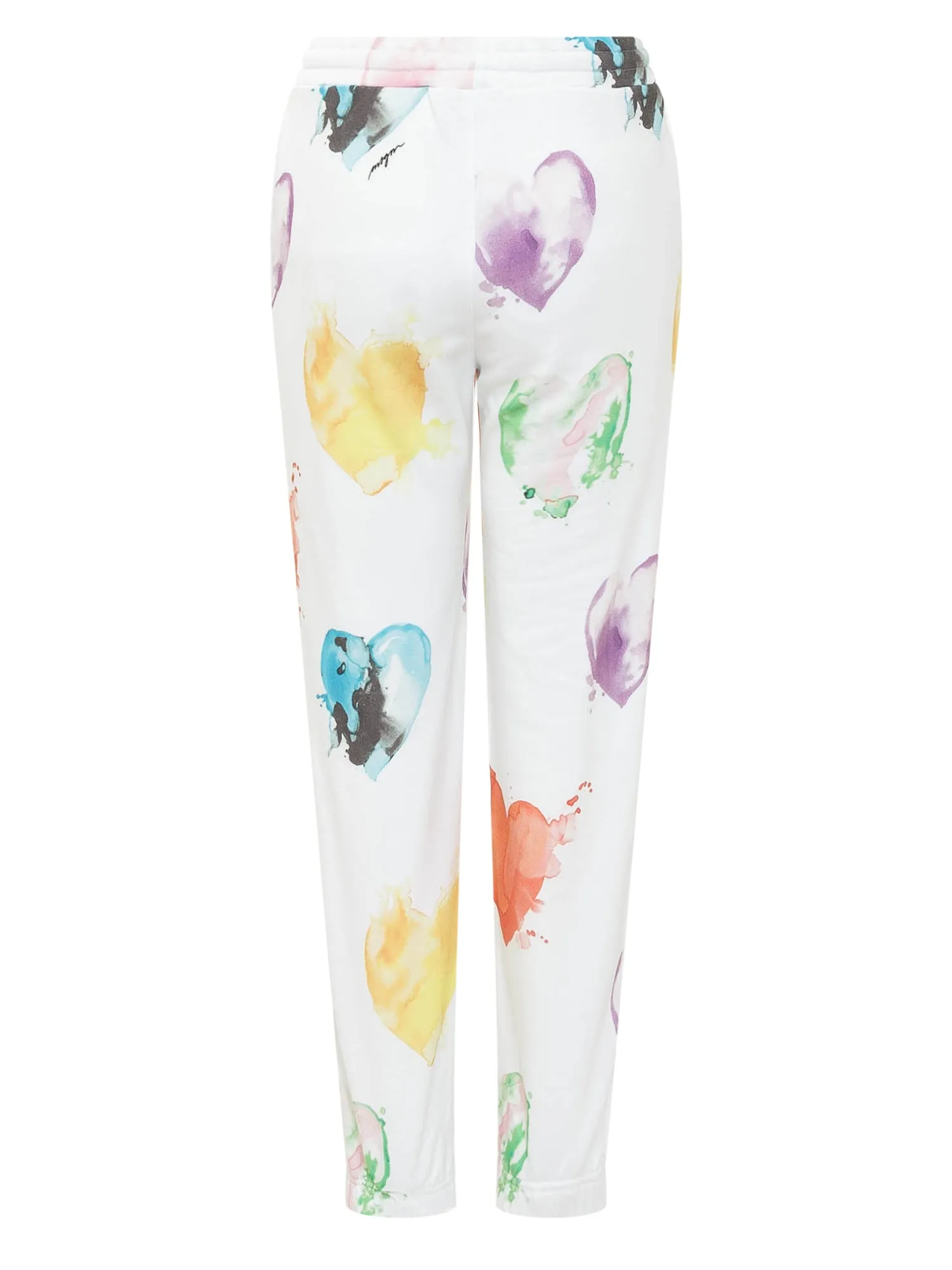MSGM All-Over Heart Printed Elastic Waist Pants