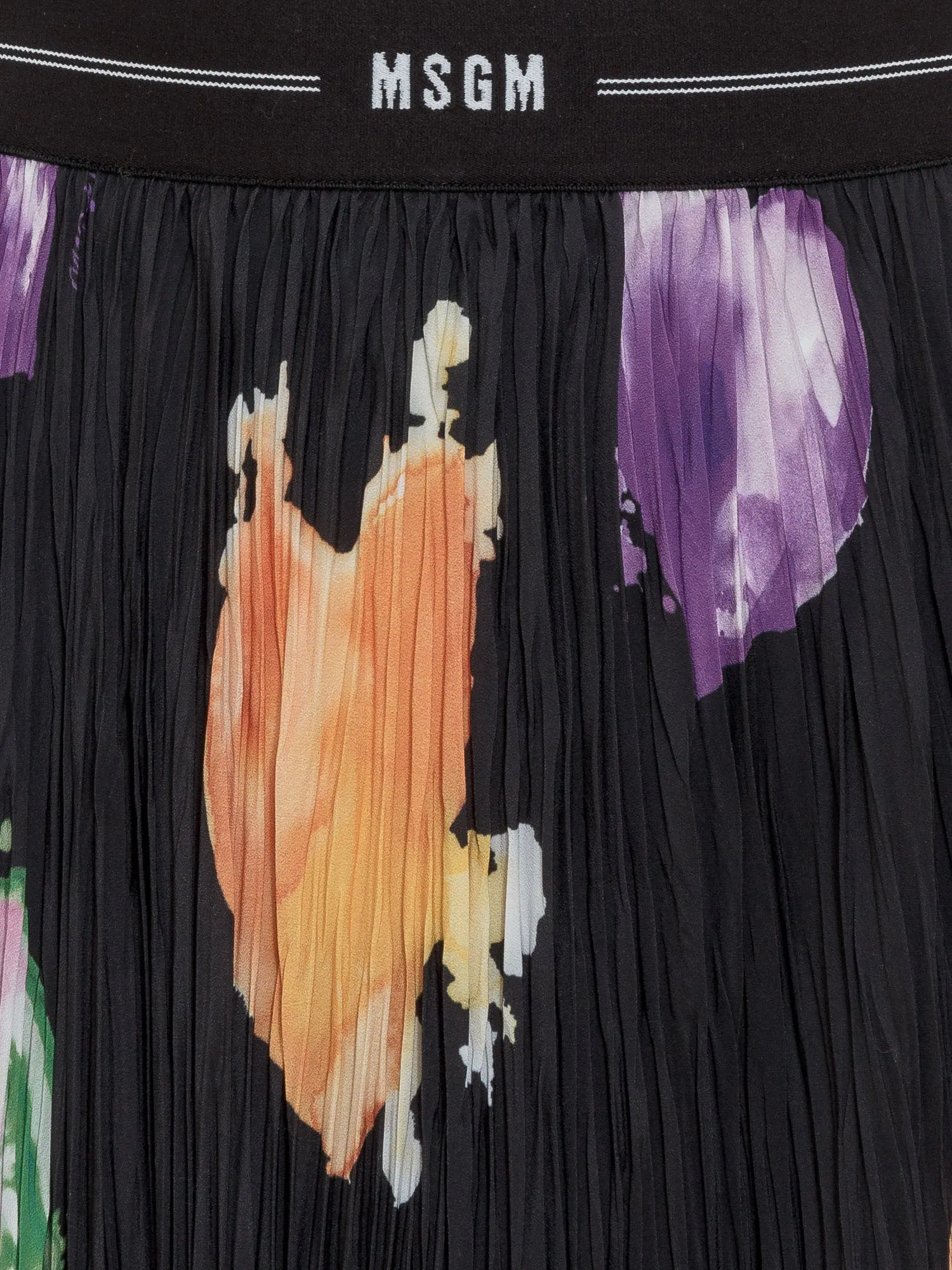 MSGM Allover Heart Printed Pleated Skirt