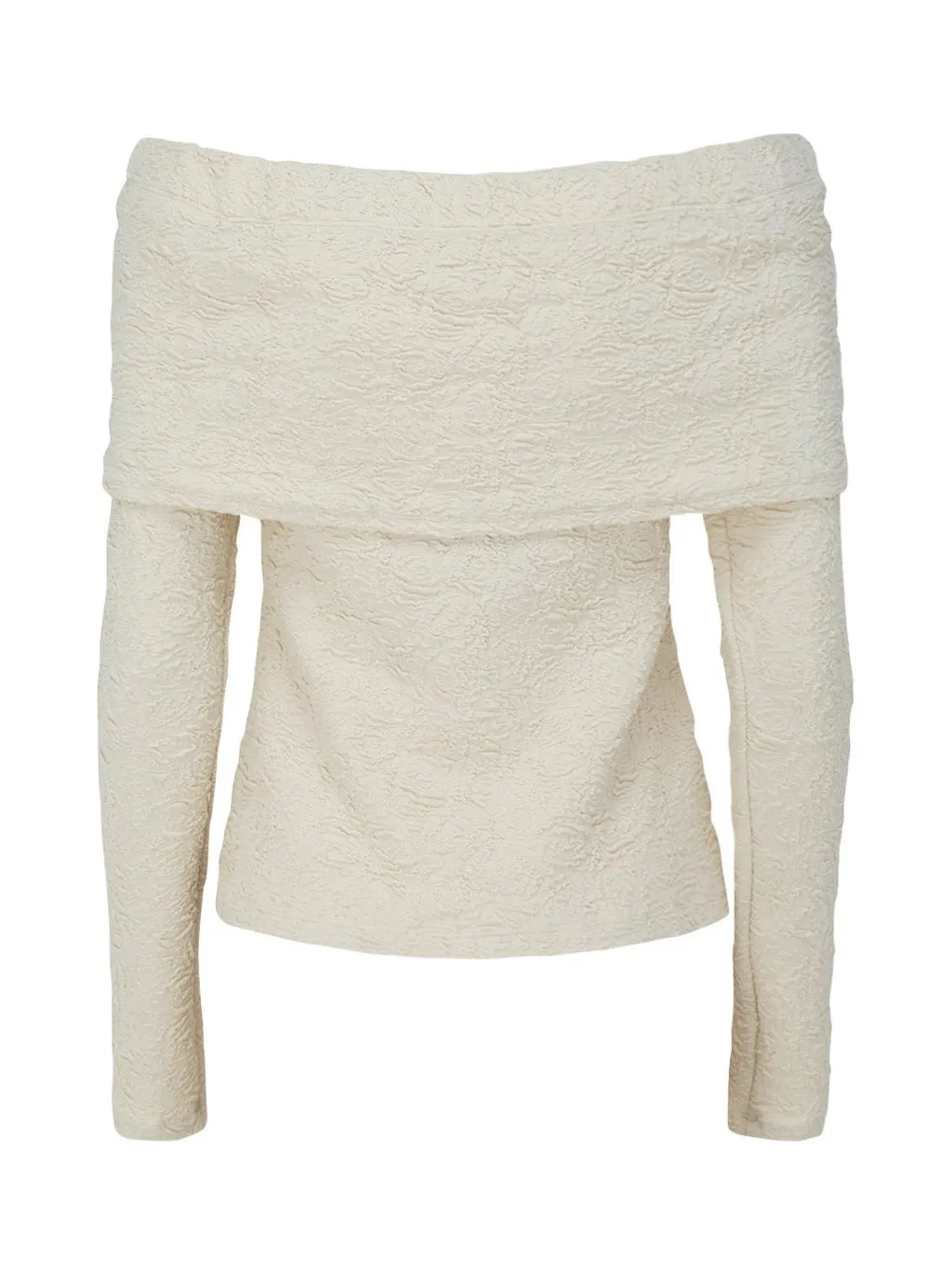 MSGM Embossed Off-Shoulder Long Sleeved Top