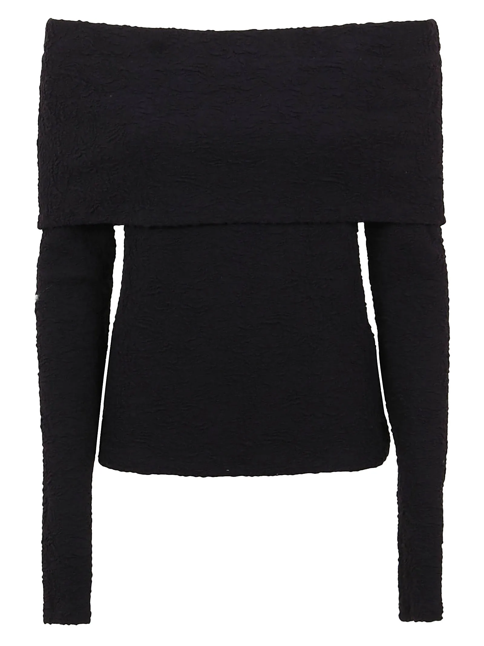 MSGM Embossed Off-Shoulder Long Sleeved Top