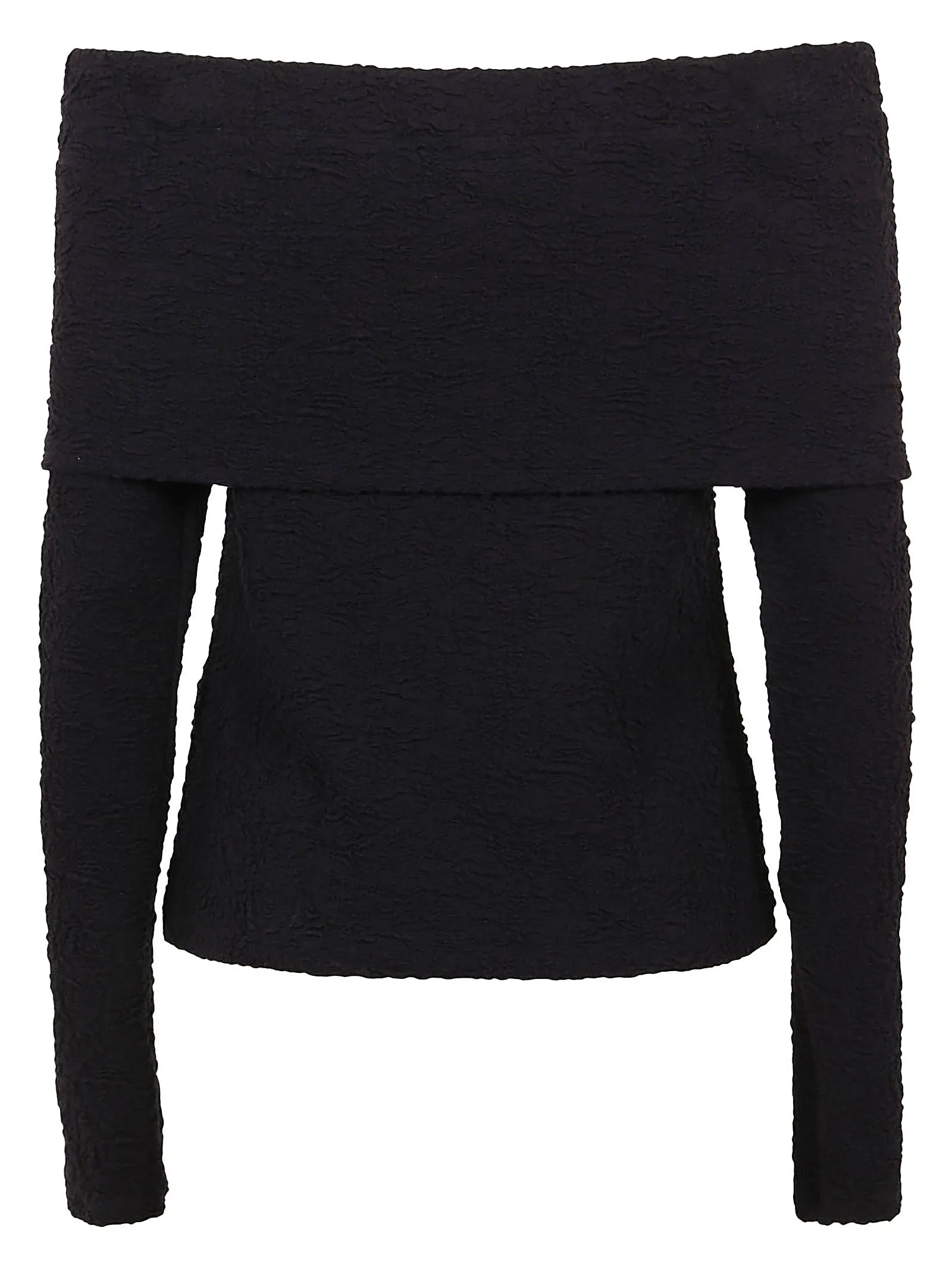 MSGM Embossed Off-Shoulder Long Sleeved Top